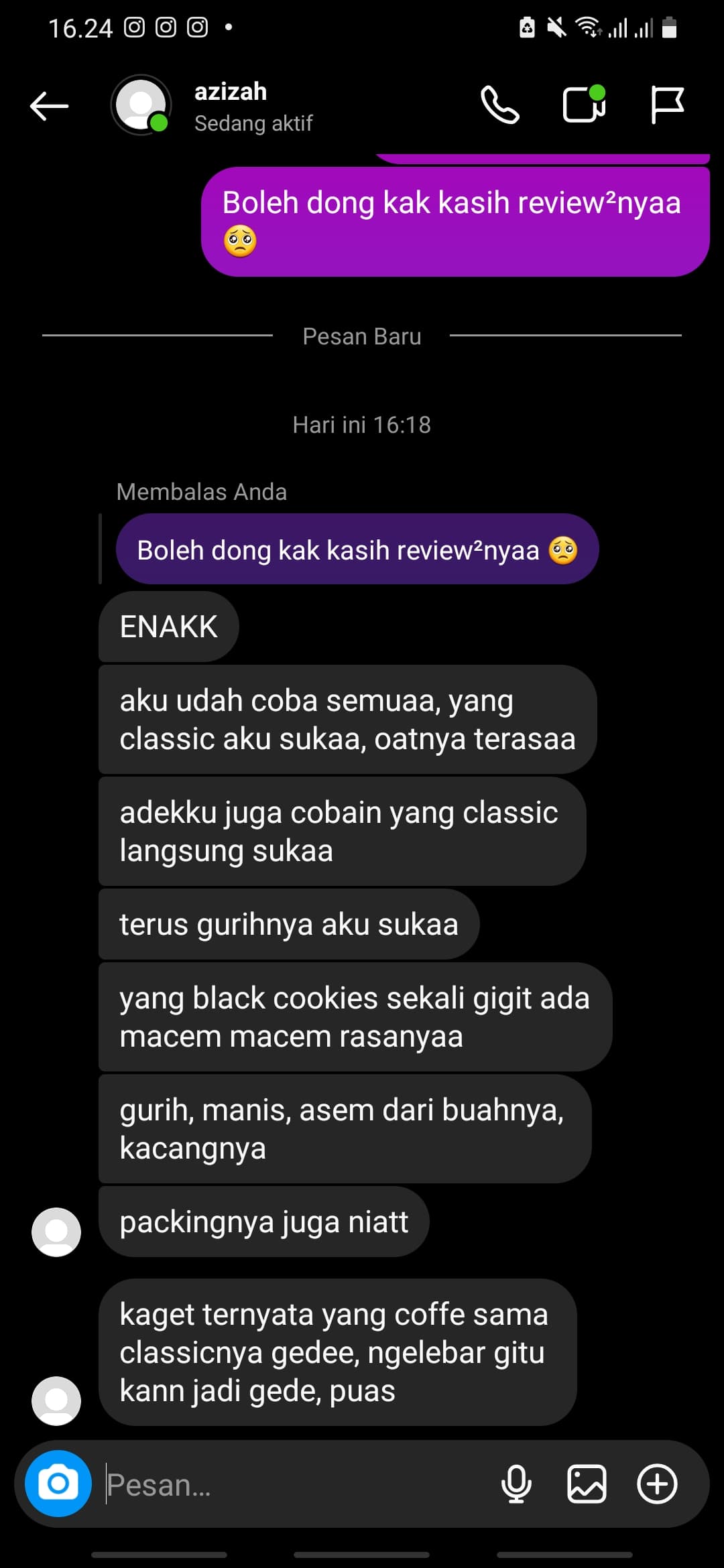 Testimoni pelanggan Mooten Cookies 1
